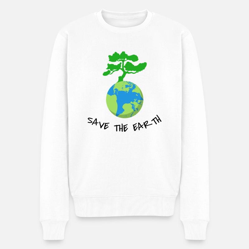 Save The Earth - Männer Premium Bio Pullover - Weiß