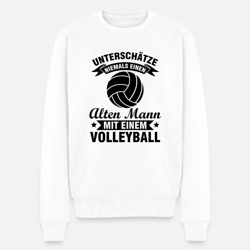 Alten mann mit einem Volleyball Spieler Geschenk - Männer Premium Bio Pullover - Weiß