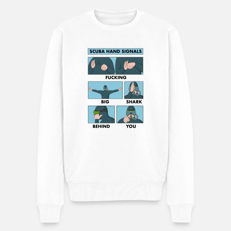 Tauchen Handzeichen Taucher - Männer Premium Bio Pullover - Weiß