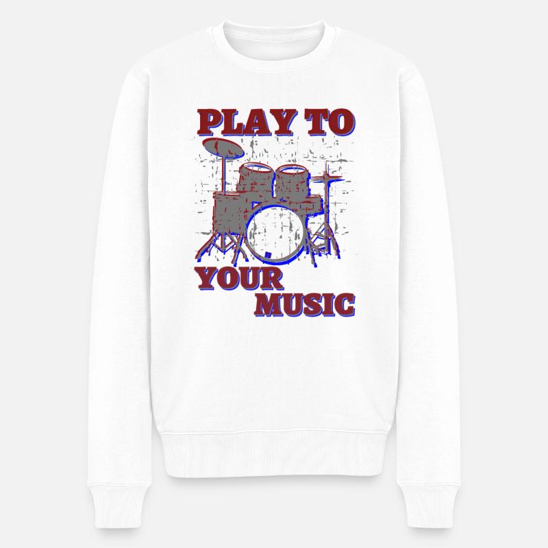 drums play to your music - Männer Premium Bio Pullover - Weiß