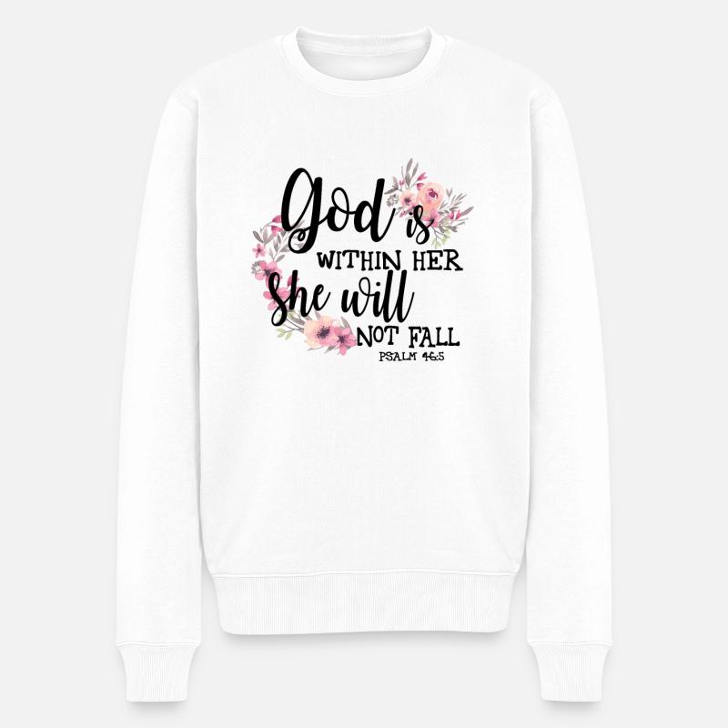 Floral Aquarell Bibel Vers Gott ist in ihrem s - Männer Premium Bio Pullover - Weiß