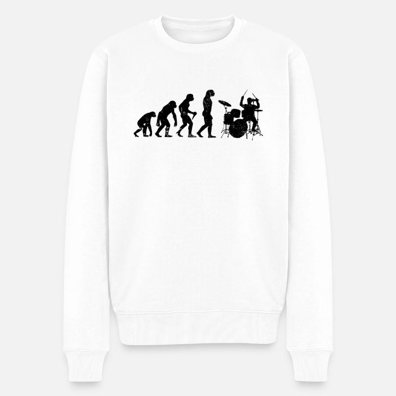 Evolution batterie - Pull Premium bio Homme - blanc