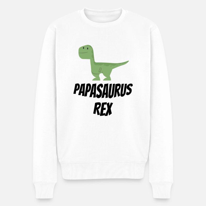 Papasaurus Rex - Männer Premium Bio Pullover - Weiß