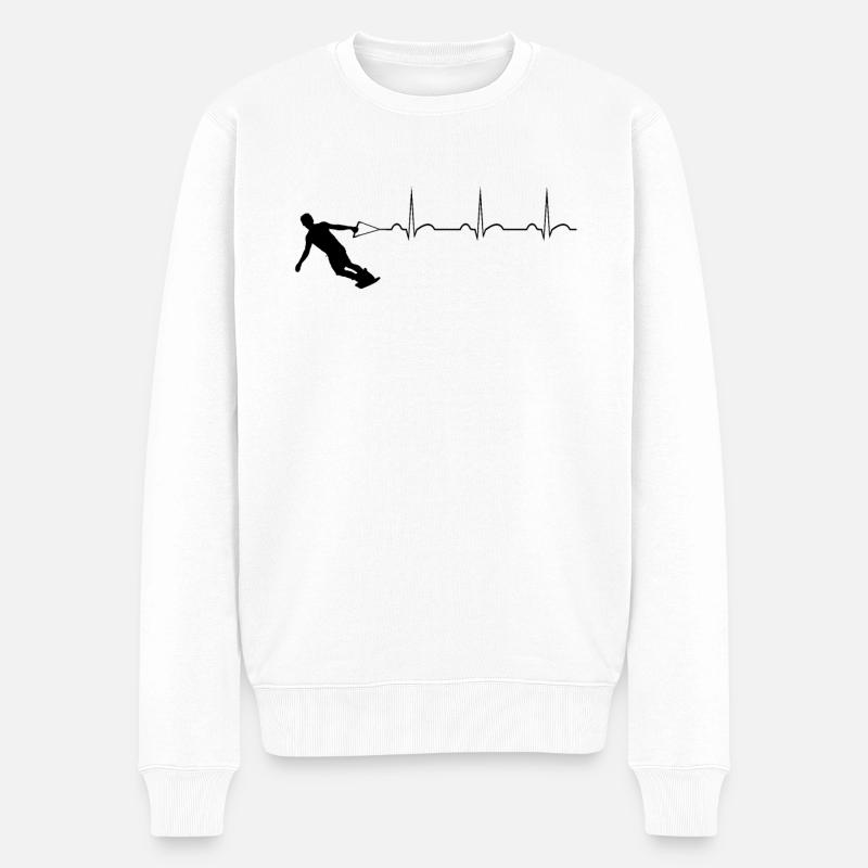 Herzschlag Wakeboard Wakeboarder Wasser Ski Surfbr - Männer Premium Bio Pullover - Weiß