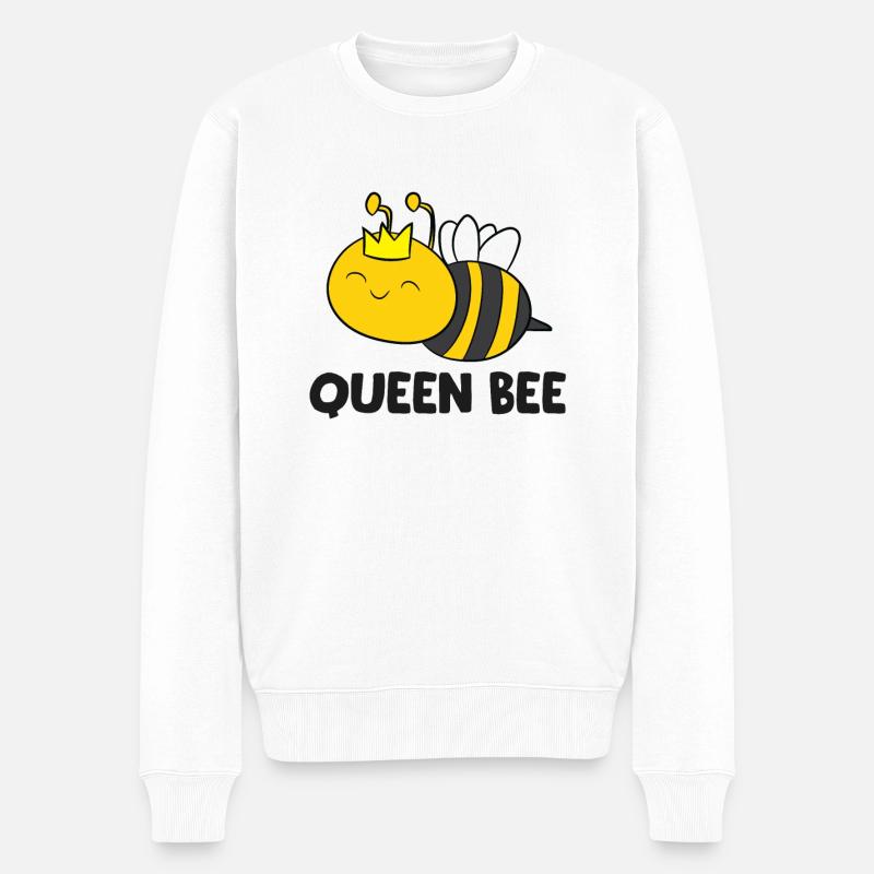 Königin Biene Lustige Biene - Männer Premium Bio Pullover - Weiß