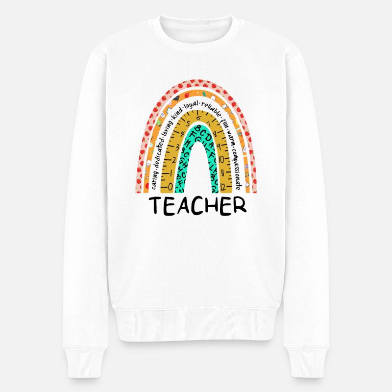 Teacher Rainbow - Männer Premium Bio Pullover - Weiß