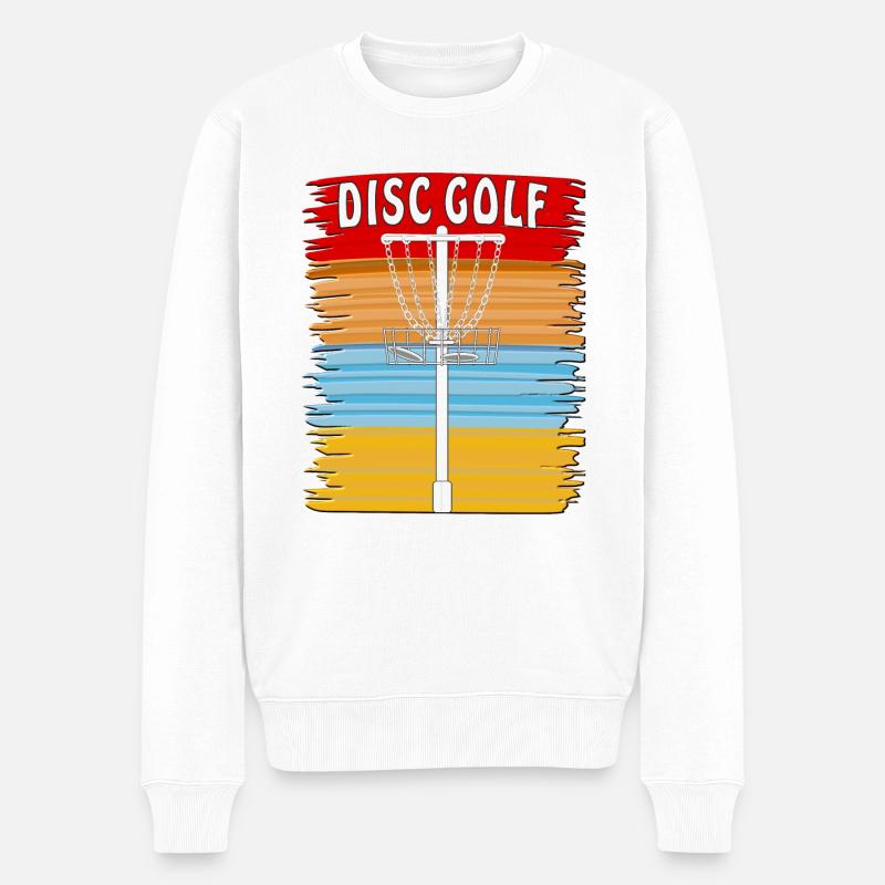DISC GOLF HINTERGRUND - Männer Premium Bio Pullover - Weiß
