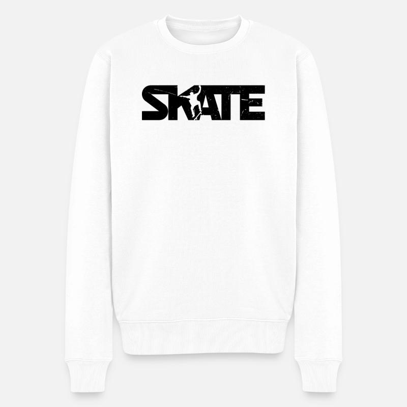 Skateboard skateboard cadeau skateboard skateboard - Pull Premium bio Homme - blanc