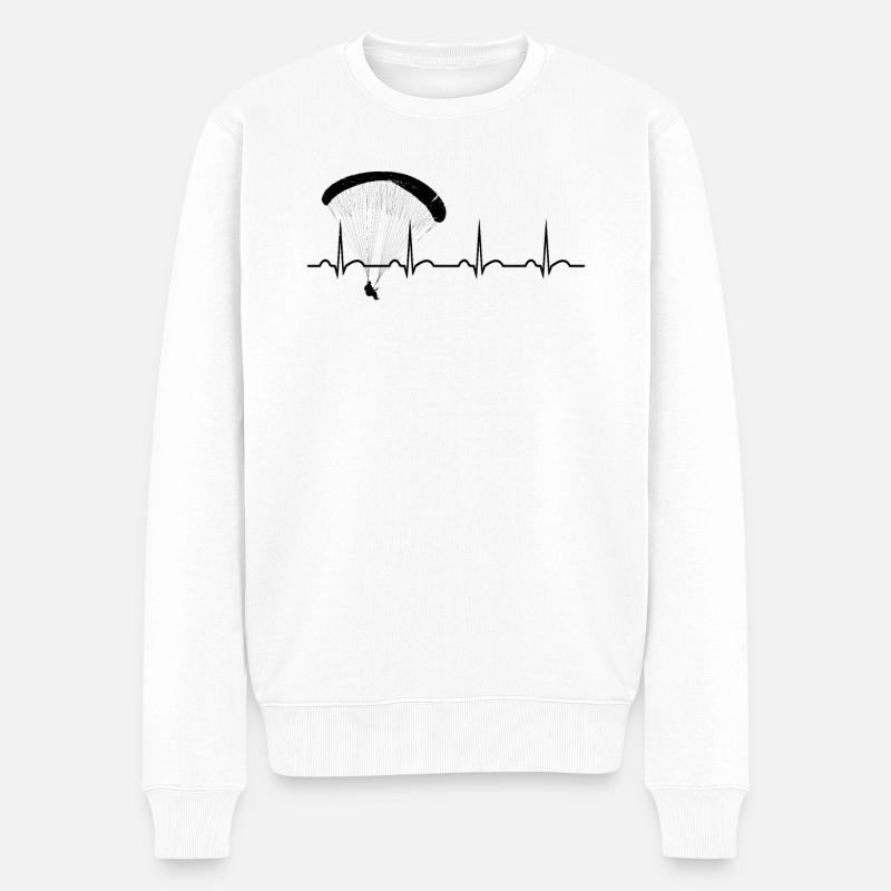 Gleitschirm Herzschlag Paragliding Paragleiter - Männer Premium Bio Pullover - Weiß
