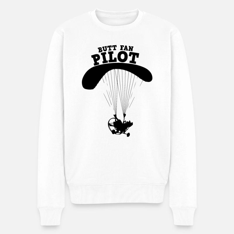 Gleitschirmflugzeug - Männer Premium Bio Pullover - Weiß