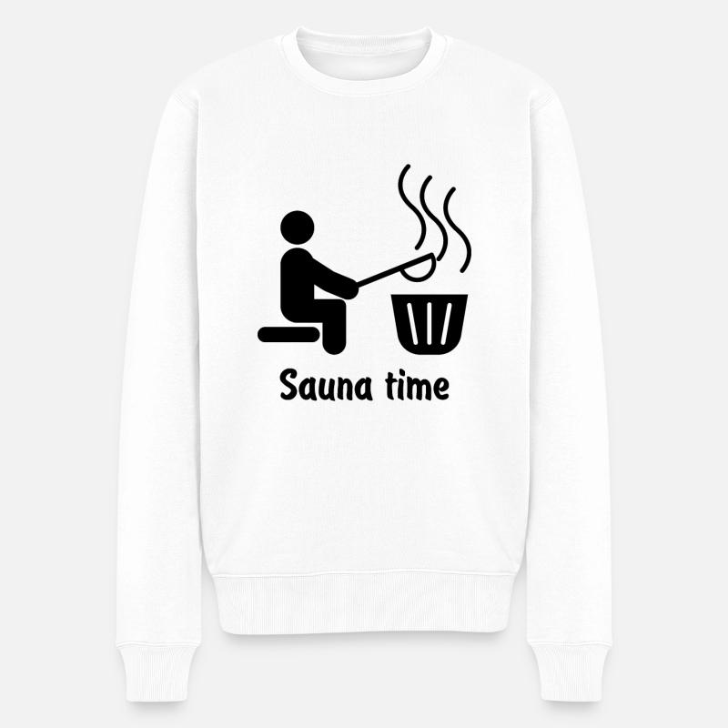 Sauna time Geschenk Saunahaus Banja Spa Hamam - Männer Premium Bio Pullover - Weiß