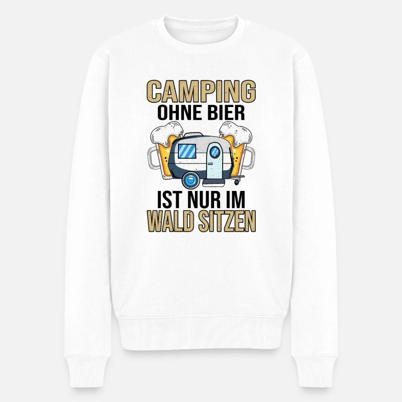 Camping und Bier - Männer Premium Bio Pullover - Weiß