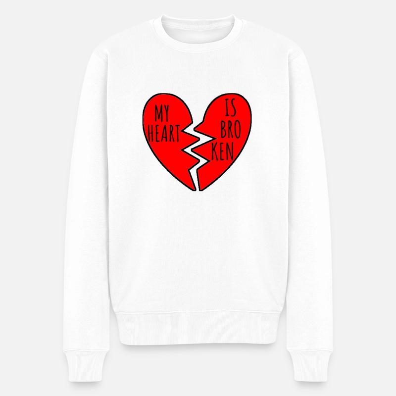 broken heart - Pull Premium bio Homme - blanc