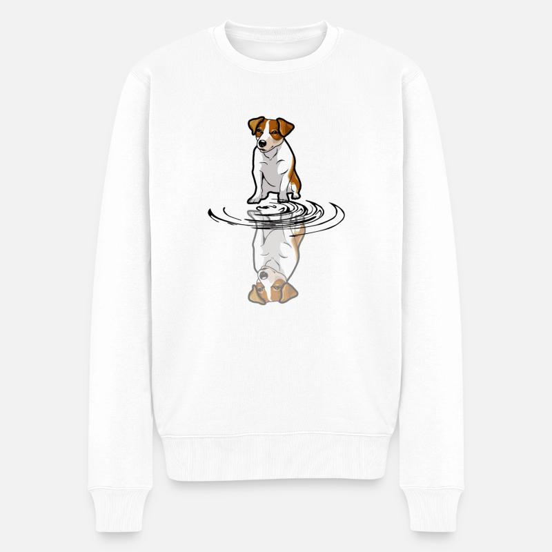 Jack Russell Spiegelung - Männer Premium Bio Pullover - Weiß
