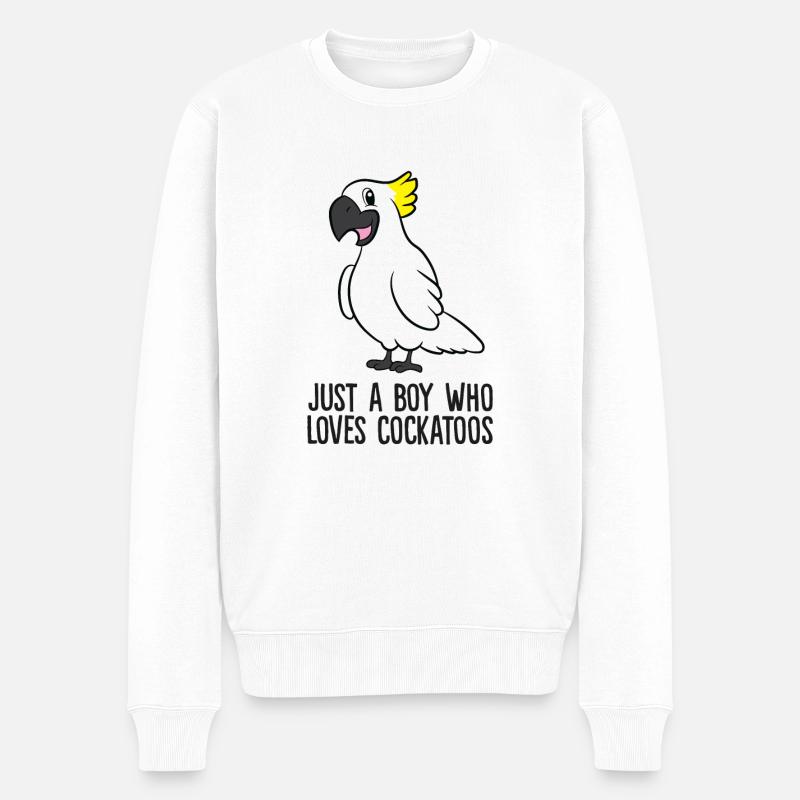 Lustiger Kakadu Nur ein Junge, der Kakadus liebt - Männer Premium Bio Pullover - Weiß