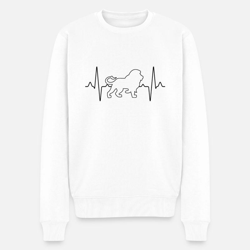 Löwe Herzschlag - Männer Premium Bio Pullover - Weiß