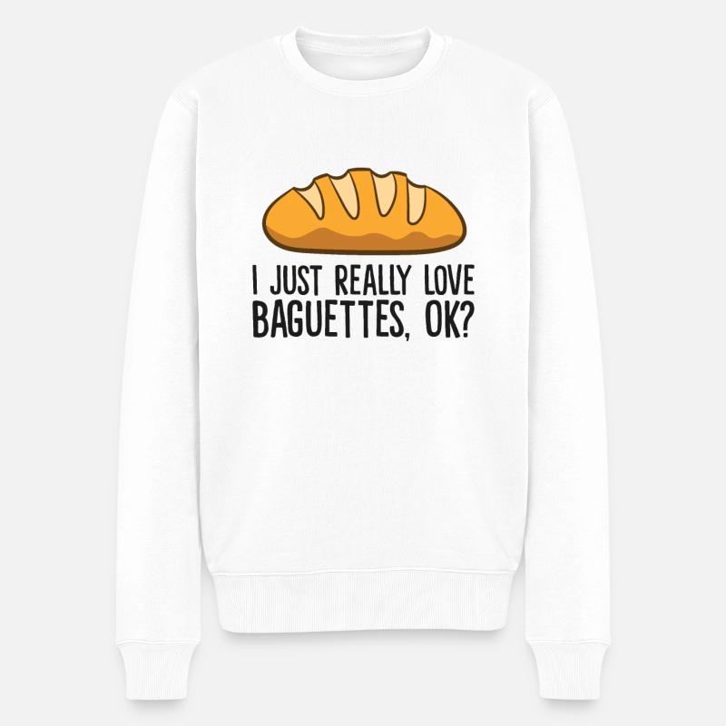 Ich mag Baguettes einfach wirklich, okay, - Männer Premium Bio Pullover - Weiß