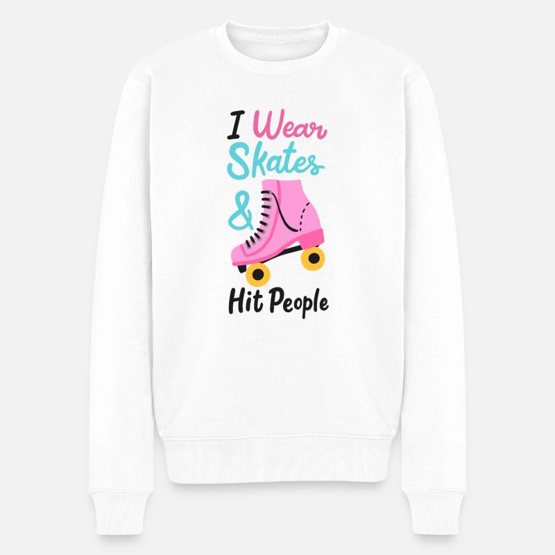 Skates Skating Rollschuhe Inlineskater Inliner - Männer Premium Bio Pullover - Weiß