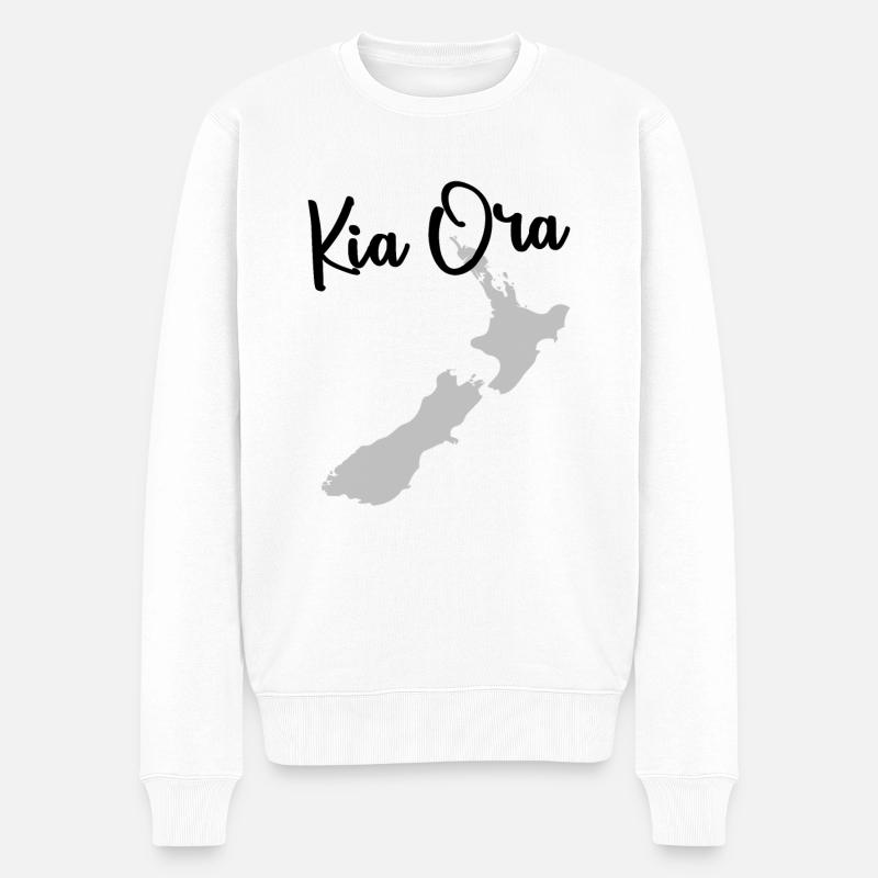 Kia Ora - Neuseeland! - Männer Premium Bio Pullover - Weiß