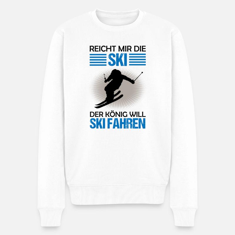 Skifahren Skifahrer Geschenk Lustiger Spruch - Männer Premium Bio Pullover - Weiß