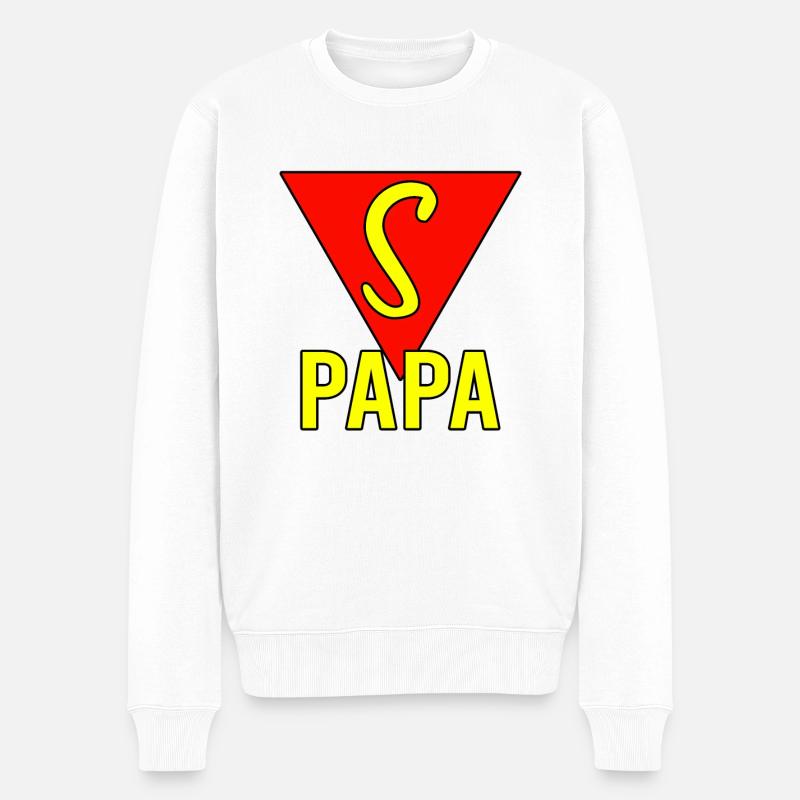 super papa - Männer Premium Bio Pullover - Weiß