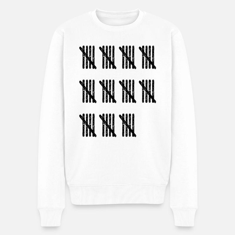 STRICHLISTE 55 Geburtstag Papa Lustig - Männer Premium Bio Pullover - Weiß
