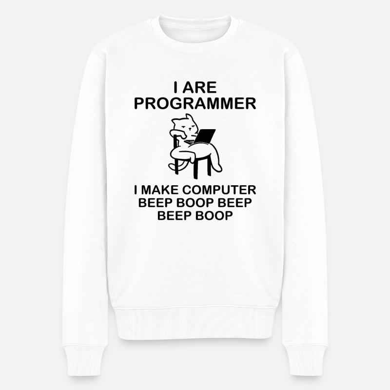 i are Programmer i make computer beep boop - Men's Premium Organic Jumper - white