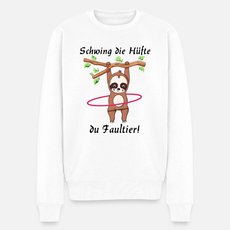 Schwing die Hüfte du Faultier! Lieblingstier - Männer Premium Bio Pullover - Weiß