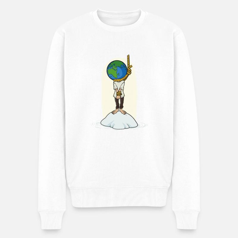 Wissenschaft Globaler Galgen - Männer Premium Bio Pullover - Weiß