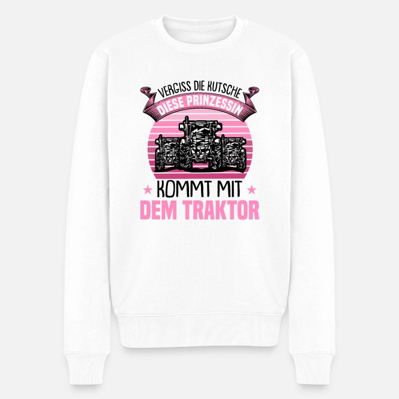 Traktor Mädchen - Männer Premium Bio Pullover - Weiß