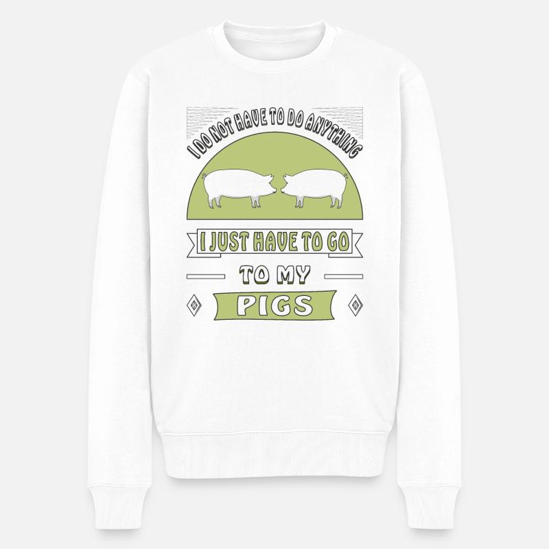 SCHWEINE - Männer Premium Bio Pullover - Weiß
