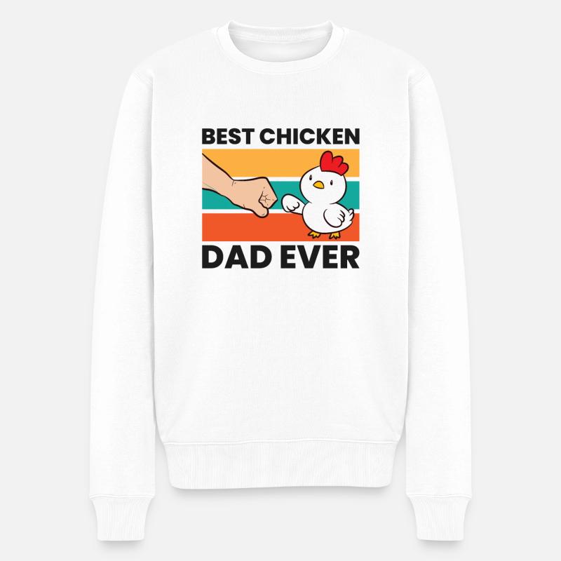 Huhn Papa Best Chicken Dad Ever Hühner - Männer Premium Bio Pullover - Weiß