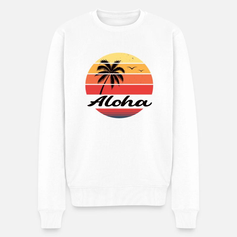 Palmen Aloha - Männer Premium Bio Pullover - Weiß