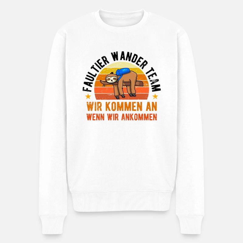 Sloth Hiking Team - Männer Premium Bio Pullover - Weiß