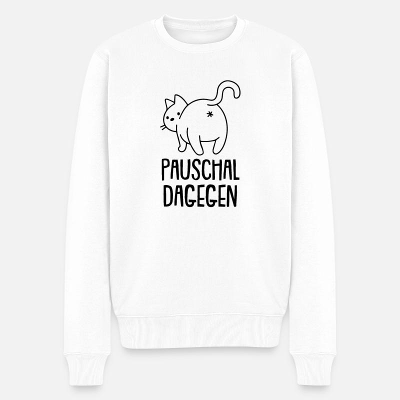 Pauschal Dagegen Katze mit Hintern - Männer Premium Bio Pullover - Weiß