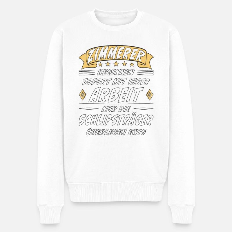 ZIMMERER BEGINNEN SOFORT - Männer Premium Bio Pullover - Weiß
