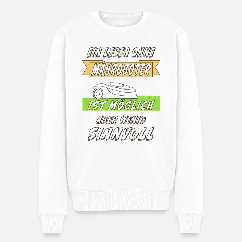 RASENROBOTER RASEN MÄHEN - Männer Premium Bio Pullover - Weiß