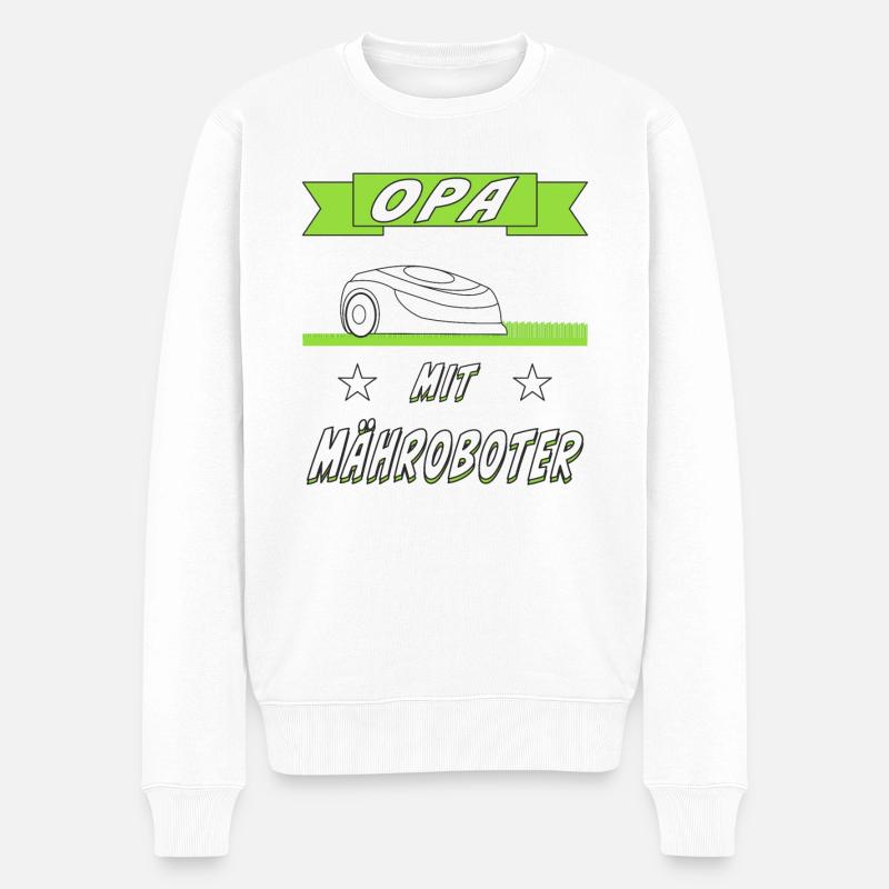 RASENROBOTER RASEN MÄHEN - Männer Premium Bio Pullover - Weiß