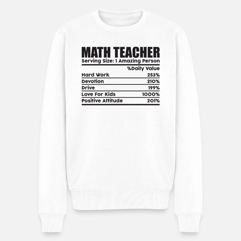 Math Teacher Serving Size 1 Amazing personne - Pull Premium bio Homme - blanc