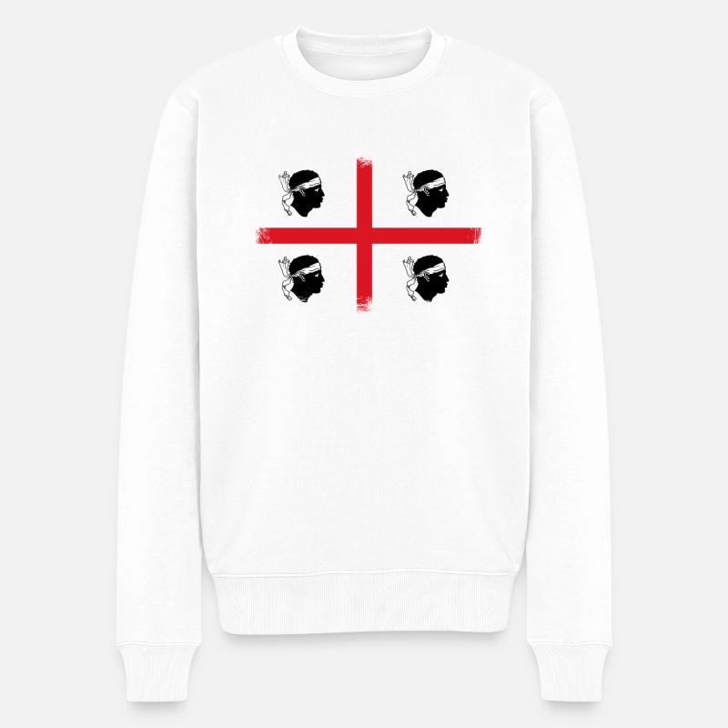 Sardinien Sardegna Flagge Sardinia - Männer Premium Bio Pullover - Weiß