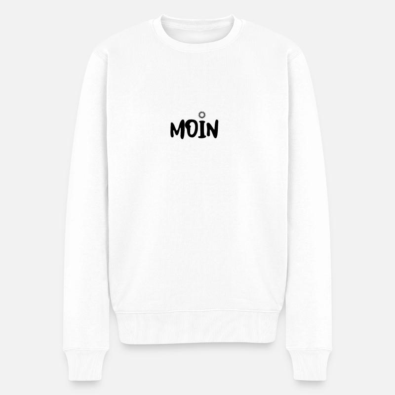 Ein neuer Hingucker als Print Sag einfach mal MOIN - Männer Premium Bio Pullover - Weiß