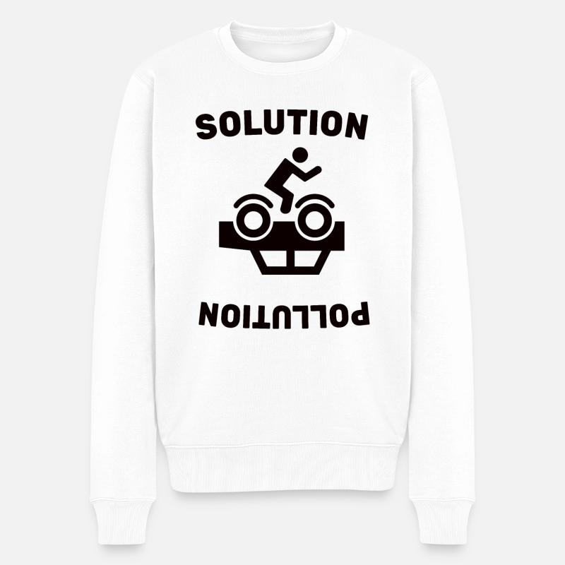 Bicycle Cycling - Solution - Pollution - Love - Männer Premium Bio Pullover - Weiß