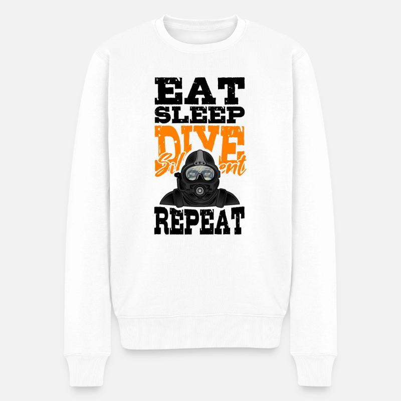 Eat Sleep Dive Silent Rebreather Plongée Tec Diver - Pull Premium bio Homme - blanc