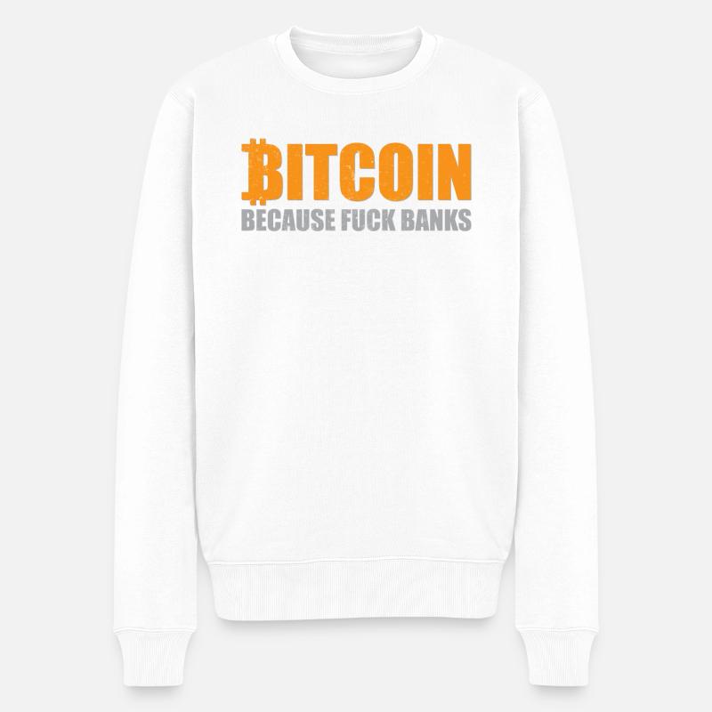 Bitcoin Over Banks - Männer Premium Bio Pullover - Weiß