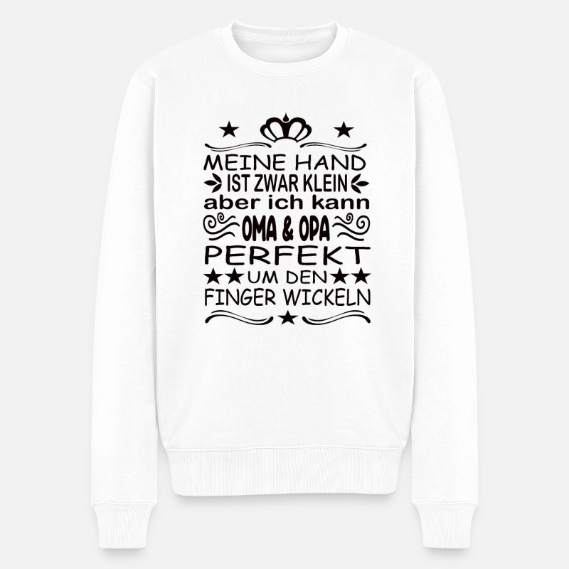 Oma und Opa Oma Sprüche Opa Sprüche Großeltern - Männer Premium Bio Pullover - Weiß
