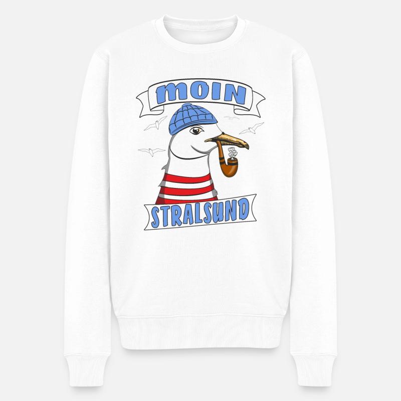 MÖWE MOIN STRALSUND - Männer Premium Bio Pullover - Weiß