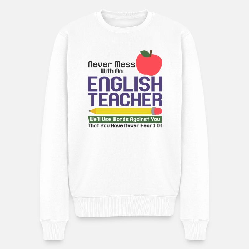 Lustig Englischlehrer Lehrerin Englisch Vokabeln - Männer Premium Bio Pullover - Weiß