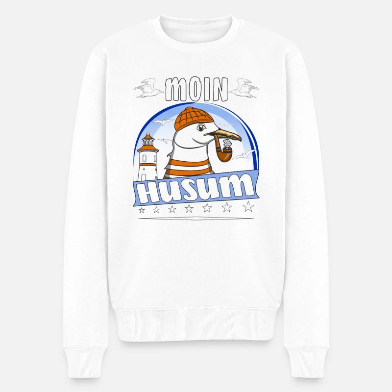 MÖWE MOIN HUSUM - Männer Premium Bio Pullover - Weiß