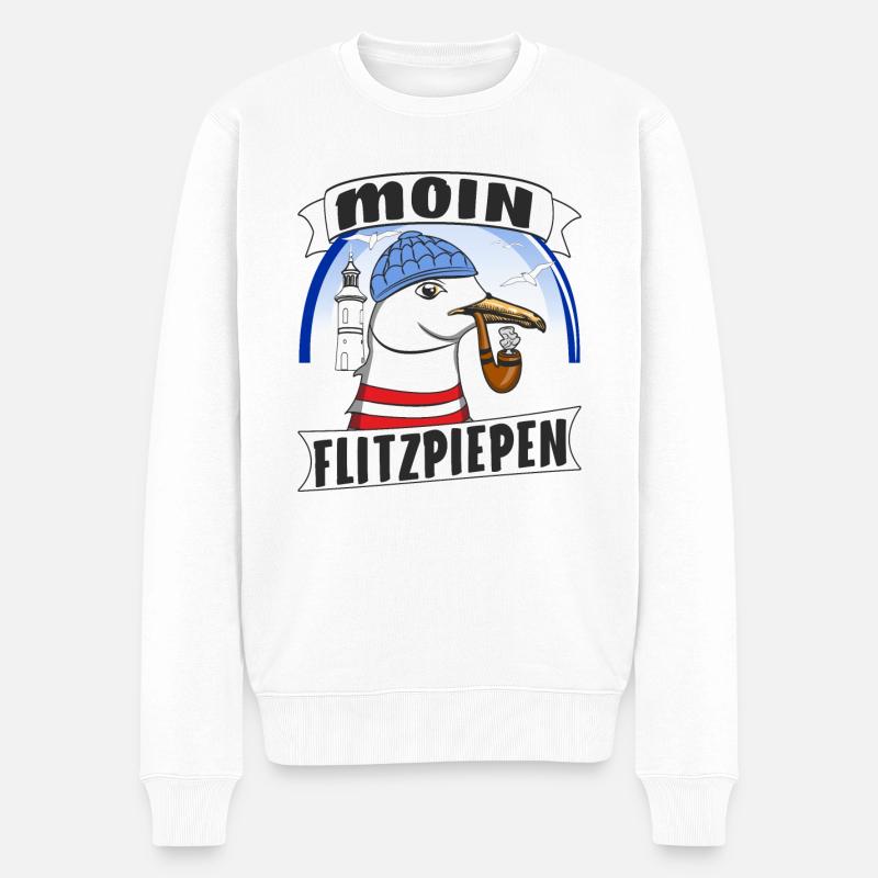 MÖWE MOIN FLITZPIEPEN - Männer Premium Bio Pullover - Weiß