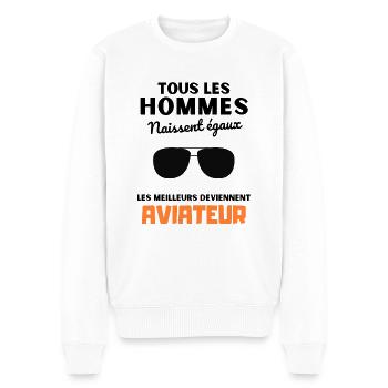 Les meilleurs deviennent aviateur cadeau aviateur - Pull Premium bio Homme - blanc - Devant - Thijin (182cm)